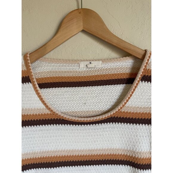 Rip Curl Striped Long Sleeve Blouse - Cream, Brown, Orange - Picture 6 of 8